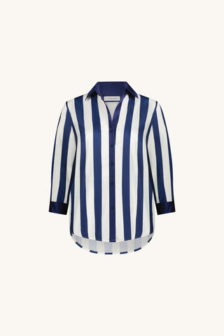 Sara Silk Blouse - Navy Stripe