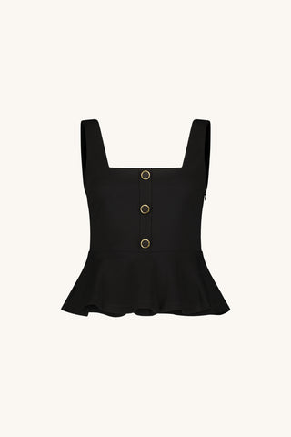 Silvana Peplum Top - Black