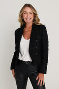 Gabrielle Double Breasted Tweed Blazer in Noir, The Noli Shop