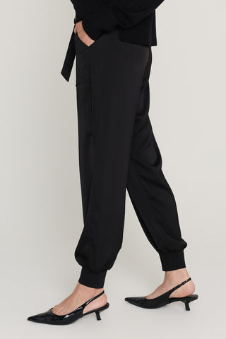 Adrienne Satin Cargo Pant in Black, additional view, The Noli Shop