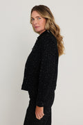 Sybil Crystal Denim Jacket in Black, additional view, The Noli Shop
