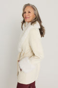 Isabel Fur Trim Coat in Pearl, additional view, The Noli Shop