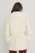 Isabel Fur Trim Coat in Pearl, additional view, The Noli Shop