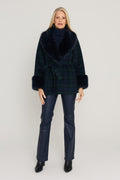 Isabel Fur Trim Coat in Tartan, additional view, The Noli Shop