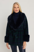 Isabel Fur Trim Coat in Tartan, The Noli Shop