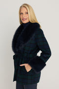 Isabel Fur Trim Coat in Tartan, additional view, The Noli Shop