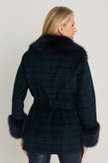 Isabel Fur Trim Coat in Tartan, additional view, The Noli Shop