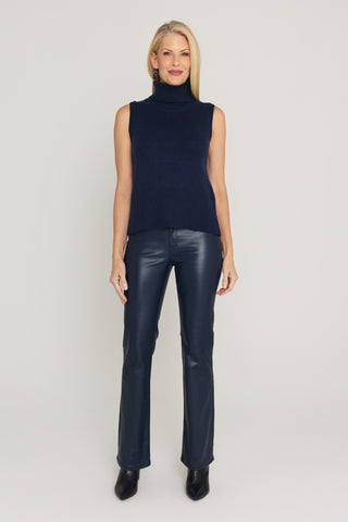Aria Coated Flare Jean - Navy