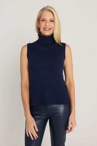 Ramona Cashmere Sleeveless Sweater - Navy