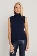 Ramona Cashmere Sleeveless Sweater - Navy