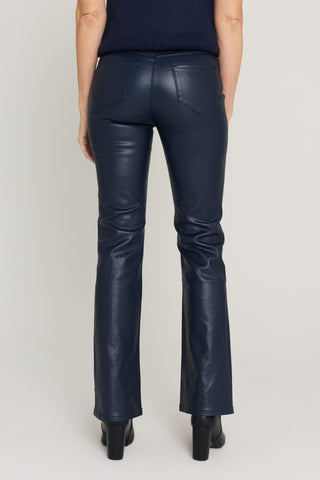 Aria Coated Flare Jean - Navy