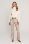 Aria Coated Flare Jean - Champagne