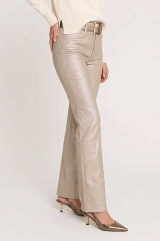 Aria Coated Flare Jean - Champagne
