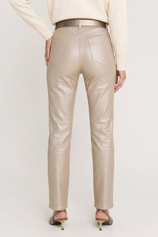 Aria Coated Flare Jean - Champagne