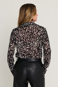 Ana Chiffon Blouse in Black and White Leopard, additional view, The Noli Shop