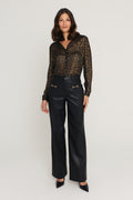 Iman Leather Horsebit Pant in Black, additional view, The Noli Shop