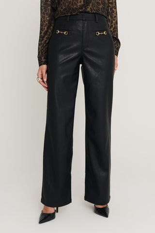 Iman Leather Horsebit Pant in Black, The Noli Shop