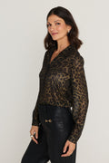 Ana Chiffon Blouse in Leopard Foil, additional view, The Noli Shop