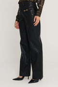 Iman Leather Horsebit Pant in Black, additional view, The Noli Shop