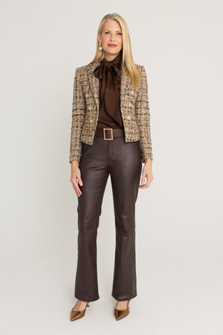 Gabrielle Double Breasted Tweed Blazer in Latte Multi, additional view, The Noli Shop