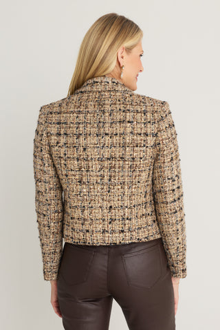 Gabrielle Double Breasted Tweed Blazer in Latte Multi, additional view, The Noli Shop