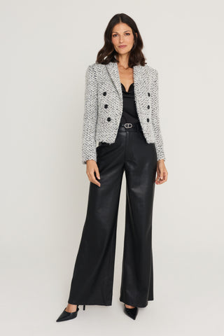 Gabrielle Double Breasted Tweed Blazer in Grey Multi, additional view, The Noli Shop