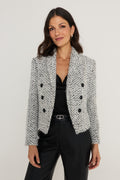 Gabrielle Double Breasted Tweed Blazer in Grey Multi, The Noli Shop