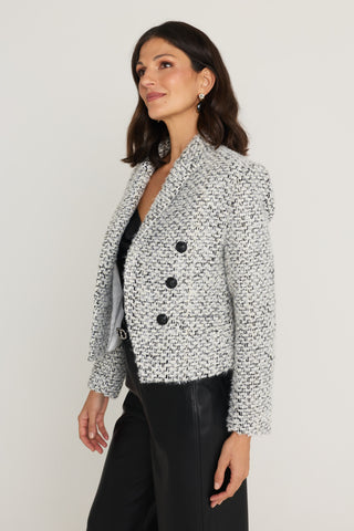 Gabrielle Double Breasted Tweed Blazer in Grey Multi, additional view, The Noli Shop