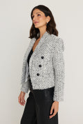 Gabrielle Double Breasted Tweed Blazer in Grey Multi, additional view, The Noli Shop