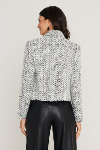 Gabrielle Double Breasted Tweed Blazer in Grey Multi, additional view, The Noli Shop