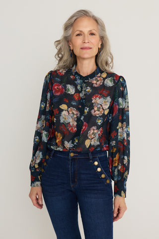 Colette Blouse in Midnight Garden, The Noli Shop
