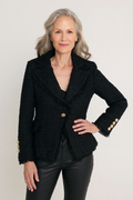 Giselle Single Breasted Tweed Blazer - Black