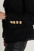 Giselle Single Breasted Tweed Blazer - Black