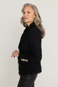 Giselle Single Breasted Tweed Blazer - Black