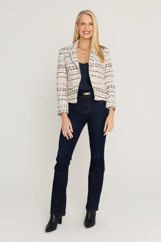 Gabrielle Double Breasted Tweed Blazer in Ecru Multi, additional view, The Noli Shop
