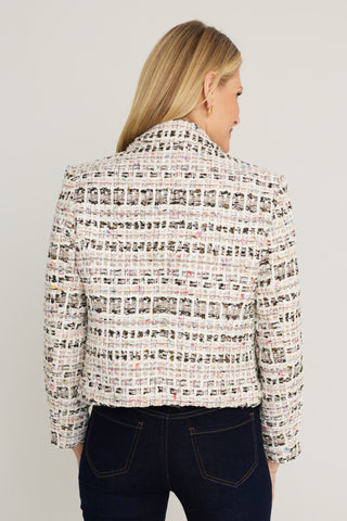 Gabrielle Double Breasted Tweed Blazer in Ecru Multi, additional view, The Noli Shop