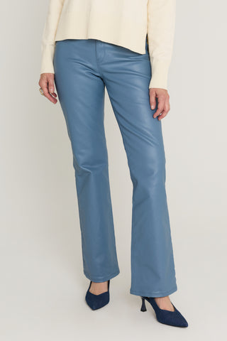 Aria Coated Flare Jean - Coastal Blue