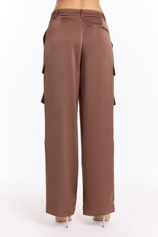 Milan Satin Cargo Pant - Mocha