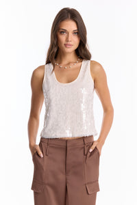 Sophia Sequin Tank - Pearl