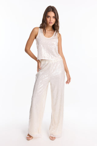 Alba Sequin Pant - Pearl