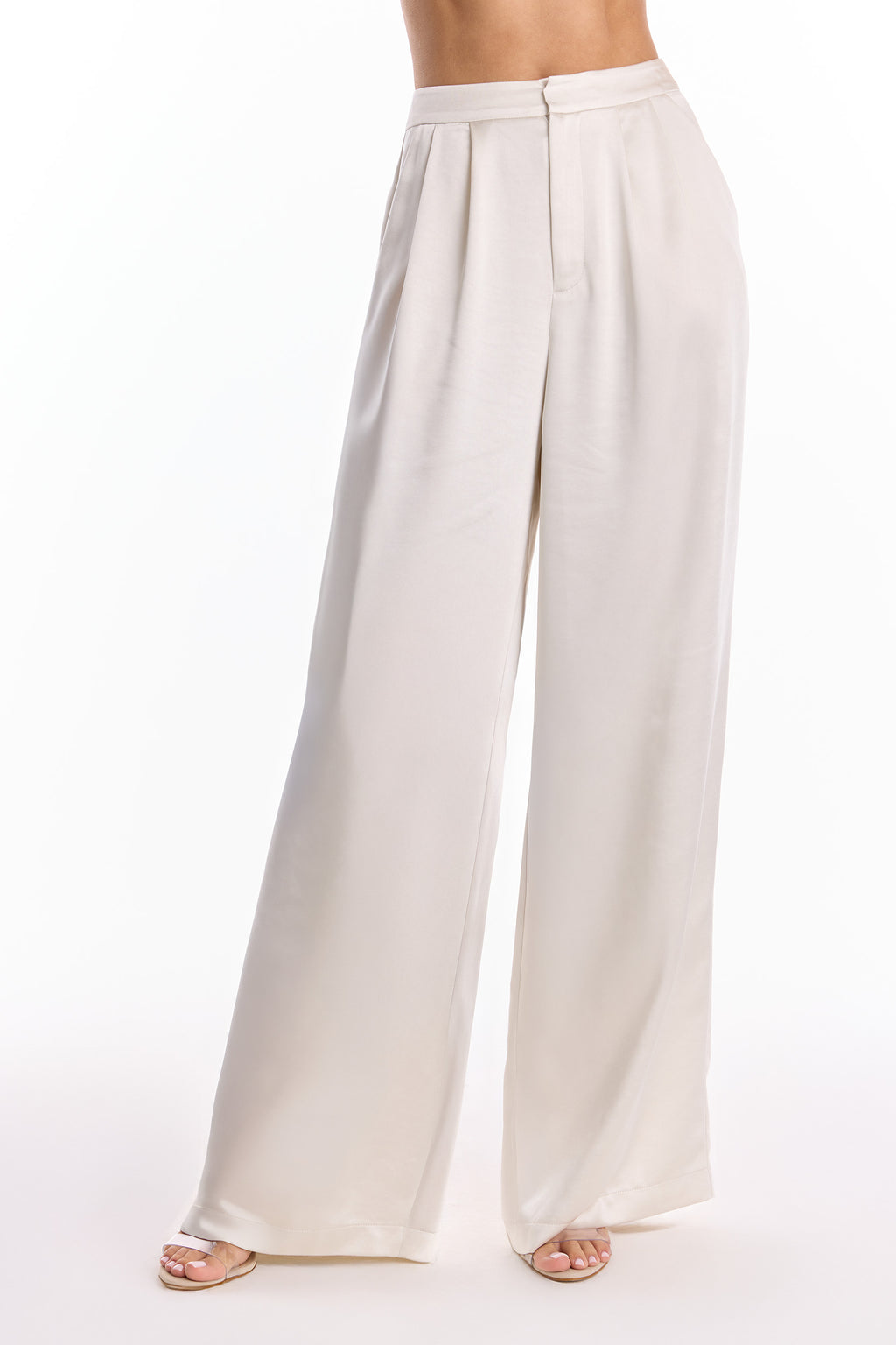 Pink satin pants with pearl detailing main image 0