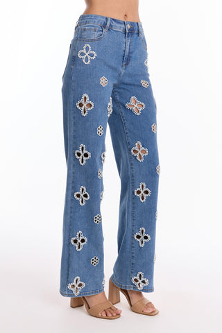 Petite Kaia Pearl High Rise Jean - Medium Blue