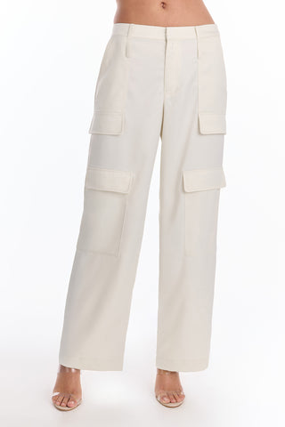 Milan Satin Cargo Pant - Pearl