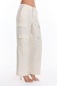 Milan Satin Cargo Pant - Pearl