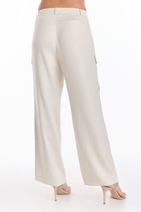 Milan Satin Cargo Pant - Pearl
