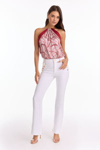 Mika Silky Halter Top - Pink Chain (Preorder)