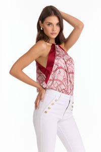Mika Silky Halter Top - Pink Chain (Preorder)