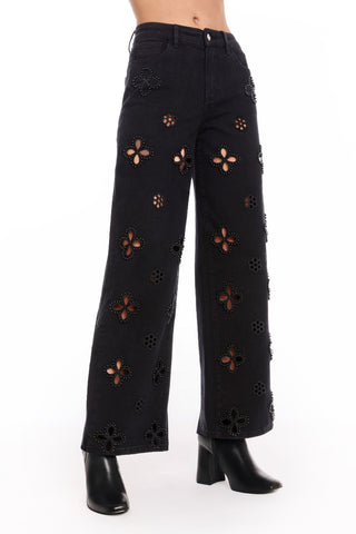 Kaia Pearl High Rise Jean - Black