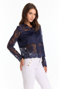 Vienna Lace Blouse - Navy