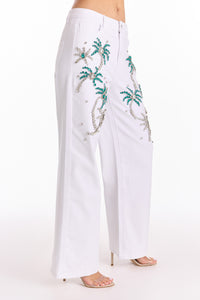 Crystal Palm High Rise Jean - White